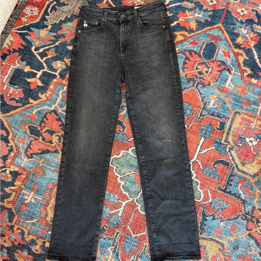 AG Jeans Black Saige High Rise Straight Jeans